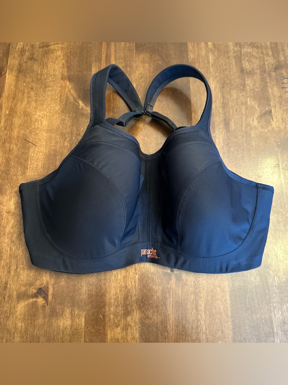 Panache Sports Bra Style 5021 US Size 40 DD Black Sporty Gym Running